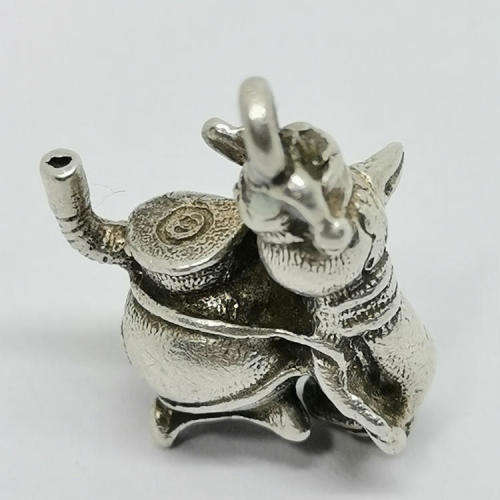 Vintage silver penguin with stove charm for bracelet