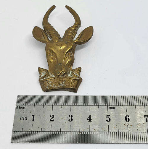 SA Infantry large brass bokkop for peak cap - Lugs repaired