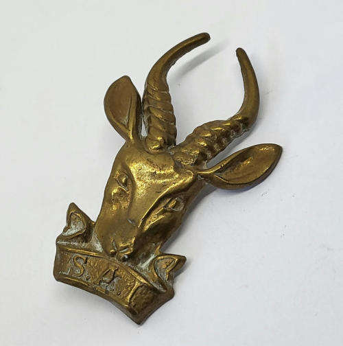 SA Infantry large brass bokkop for peak cap - Lugs repaired