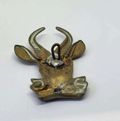 SA Infantry large brass bokkop for peak cap - Lugs repaired