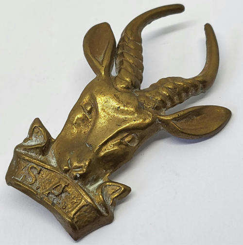 SA Infantry large brass bokkop for peak cap - Lugs repaired