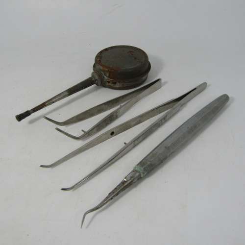 Vintage lot of dentist tools and syringes