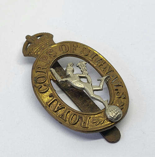 Royal Corps of signals cap badge with slide