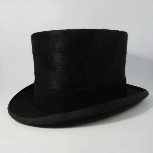 Vintage Christy`s London fur top hat in box - size 55cm