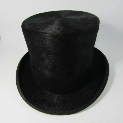 Vintage Christy`s London fur top hat in box - size 55cm
