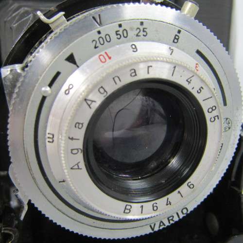 Vintage ASGFA Isolette II folding camera with Vario shutter and AGFA Agnar 1:4.5/85 lens in pouch