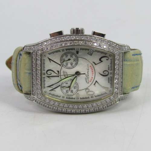 Elini New Yorker ladies quartz chronograph with box and extra strap - working