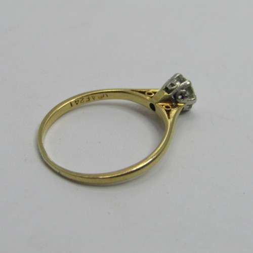 18kt Yellow Gold diamond ring with 0,,45ct round brilliant diamond - weighs 2,0g - size N