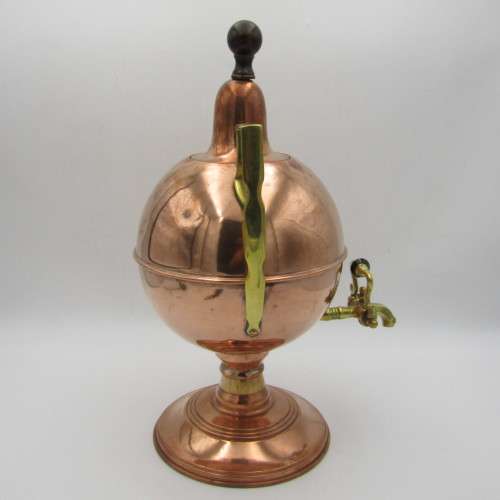 Antique brass and copper beverage dispenser with tap and double wall