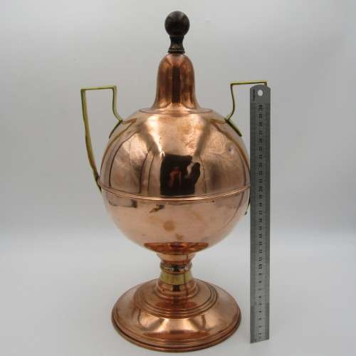 Antique brass and copper beverage dispenser with tap and double wall