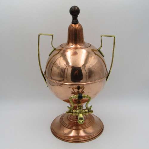 Antique brass and copper beverage dispenser with tap and double wall