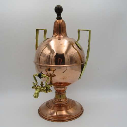 Antique brass and copper beverage dispenser with tap and double wall