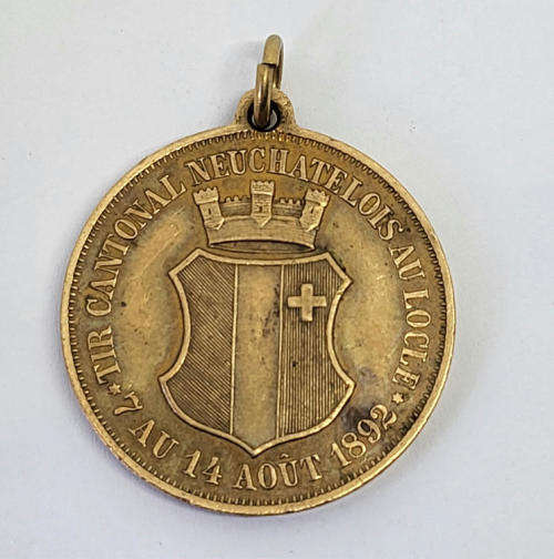 1892 Neuchantel swiss shooting medallion