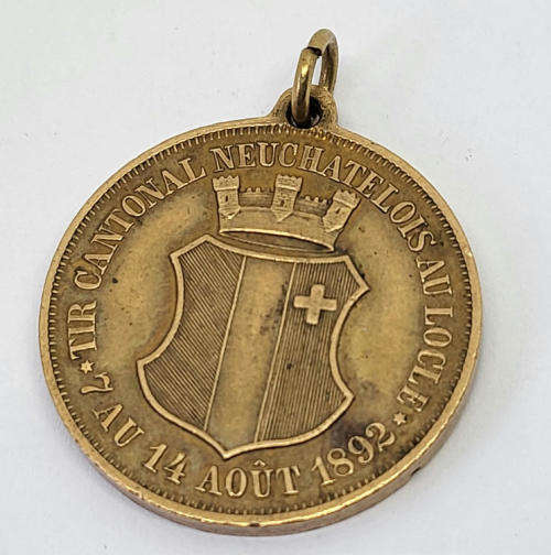 1892 Neuchantel swiss shooting medallion