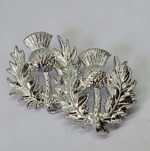 Pair of Scottish thistle collar badges