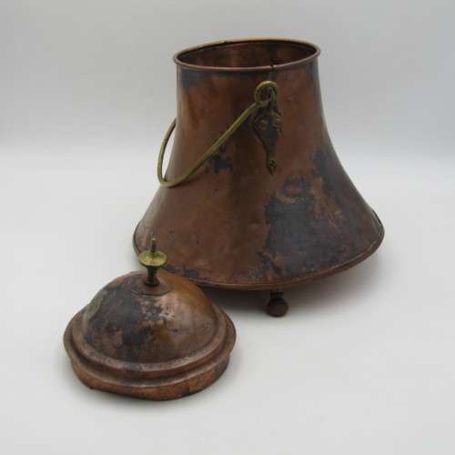 Antique copper ``Doofpot`` for hot coal - probably Dutch - possible old Cape Copper - hole in bottom