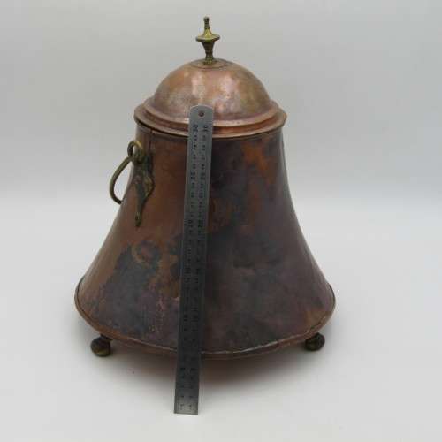 Antique copper ``Doofpot`` for hot coal - probably Dutch - possible old Cape Copper - hole in bottom