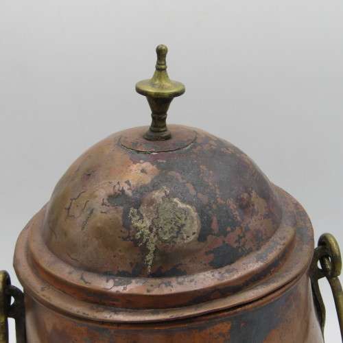 Antique copper ``Doofpot`` for hot coal - probably Dutch - possible old Cape Copper - hole in bottom