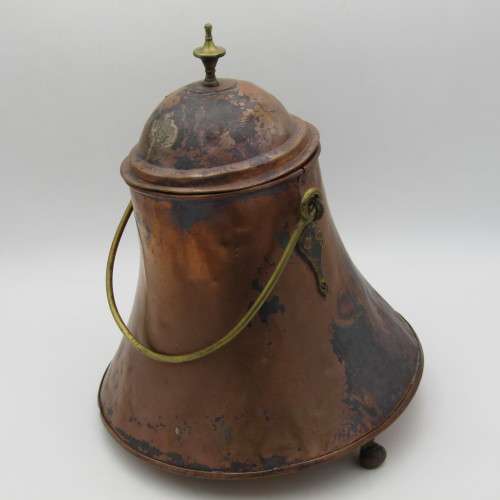 Antique copper ``Doofpot`` for hot coal - probably Dutch - possible old Cape Copper - hole in bottom