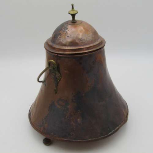 Antique copper ``Doofpot`` for hot coal - probably Dutch - possible old Cape Copper - hole in bottom