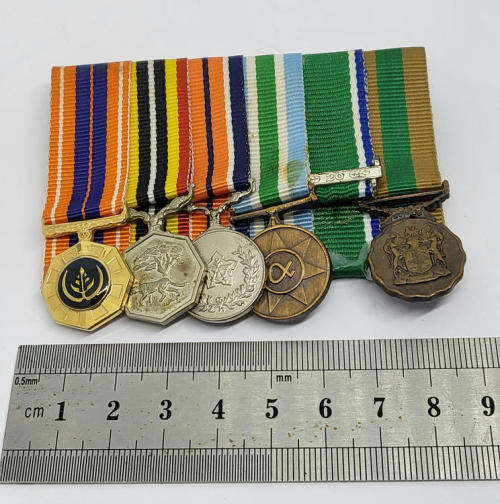 Set of 5 SADF miniature medals - Loyal service medal is missing