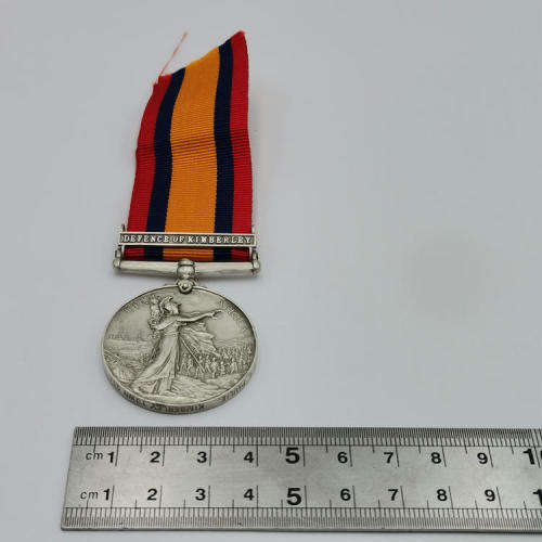 Scarce Boer War Defence of Kimberley QSA medal issued to private A. Paulie, Kimberley Town Guard