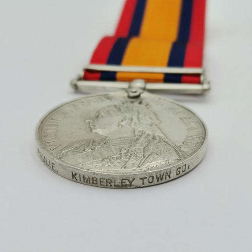 Scarce Boer War Defence of Kimberley QSA medal issued to private A. Paulie, Kimberley Town Guard