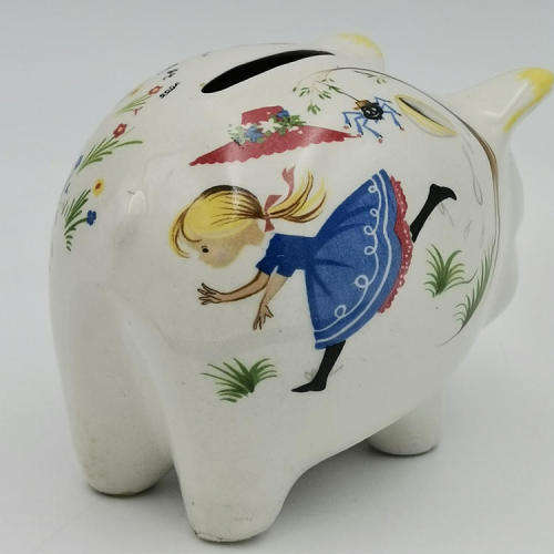 Vintage Old Foley porcelain piggy bank money box