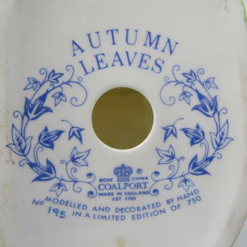 Vintage Coalport Autumn Leaves porcelain figurine with wooden stand - #195 of 150