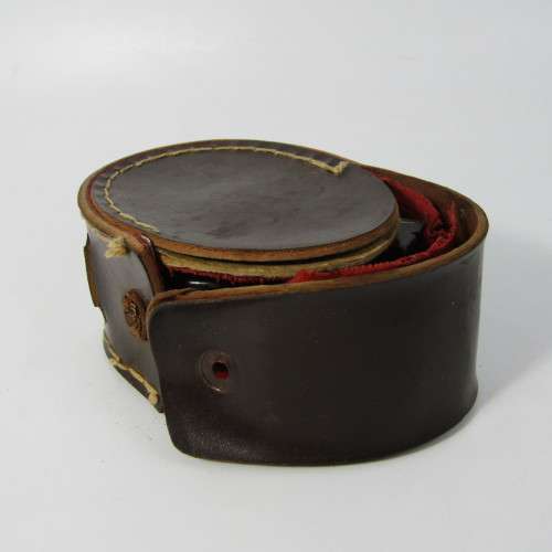 Vintage Vickers military grade pocket compass in leather pouch