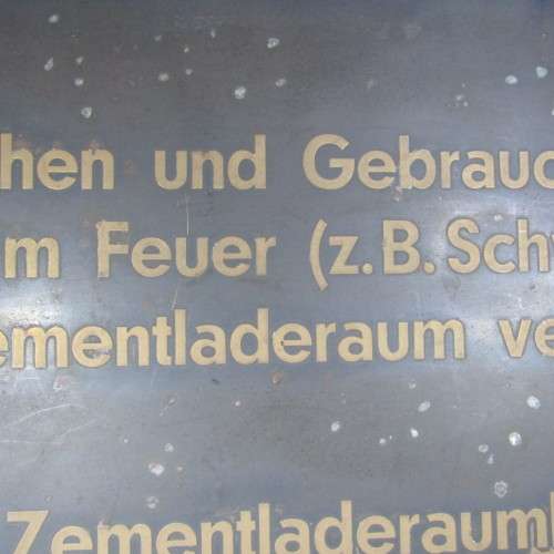 Vintage German copper sign - smoking & open flames prohibited in cemment hold