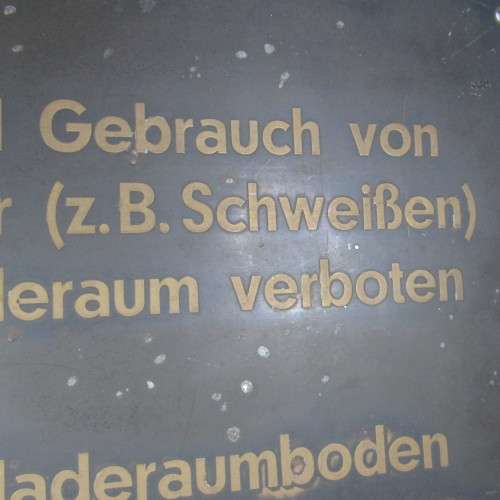 Vintage German copper sign - smoking & open flames prohibited in cemment hold