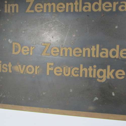 Vintage German copper sign - smoking & open flames prohibited in cemment hold