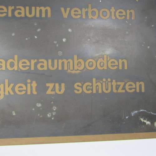 Vintage German copper sign - smoking & open flames prohibited in cemment hold