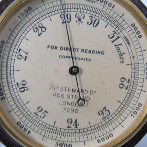 Antique J.H. Steward 10000 feet pocket altimeter in case