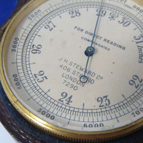 Antique J.H. Steward 10000 feet pocket altimeter in case
