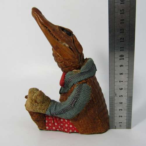 Vintage handmade table lighter made from baby crocodile