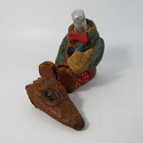 Vintage handmade table lighter made from baby crocodile