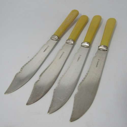 Lot of 4 vintage bone handle fish knives