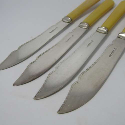 Lot of 4 vintage bone handle fish knives
