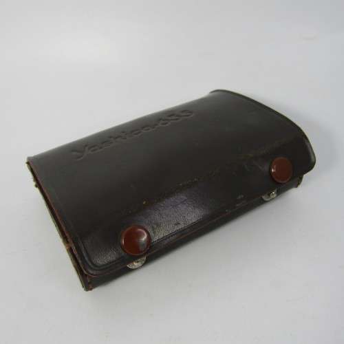 Vintage Yashica-635 35mm film adapter kit in leather pouch