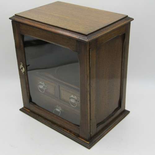 Antique Oak Pipe smokers cabinet with humidor