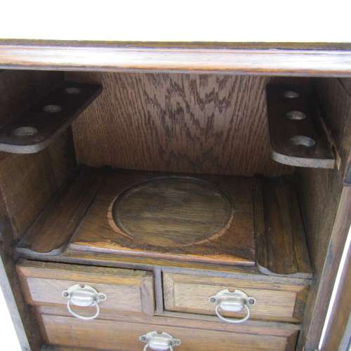 Antique Oak Pipe smokers cabinet with humidor