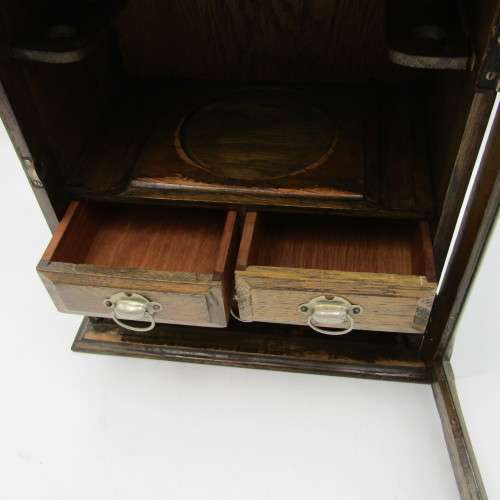 Antique Oak Pipe smokers cabinet with humidor