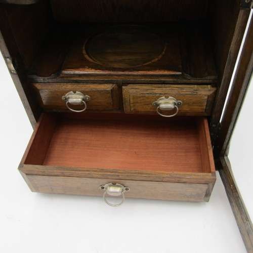 Antique Oak Pipe smokers cabinet with humidor
