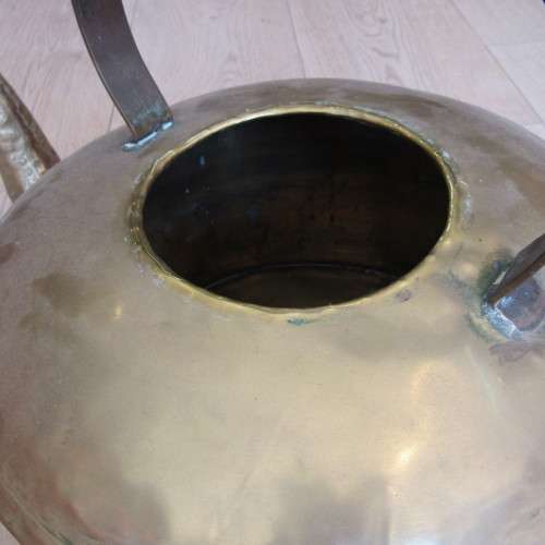 Antique hand made brass extra large kettle - made by copper smith J.L. Myburg - 35 x 47cm