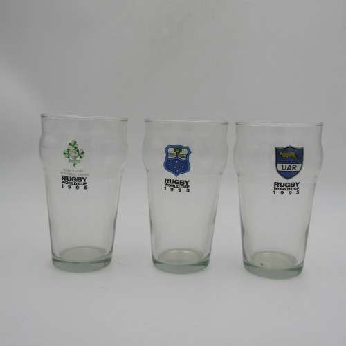 Set of 1995 Rugby World cup glasses (16) in original box