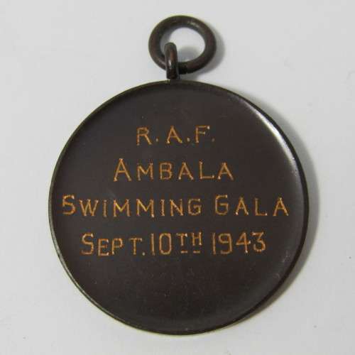 WW2 Royal Air Force Ambala swimming gala medallion - Sept 10th 1943