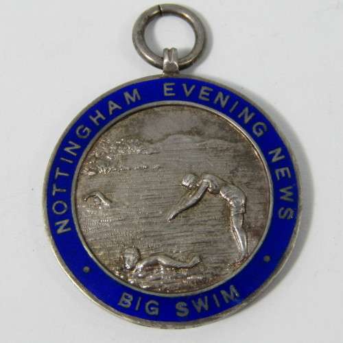 Nottingham Evening News Big Swim silver fob medallion