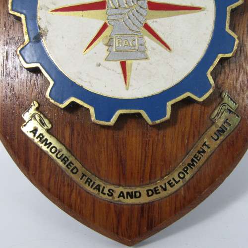 Royal Armoured Corps - Armoured trials & development unit plaque
